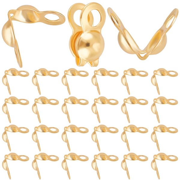 Beebeecraft 1 Box 300Pcs Bead Tips Real 18K Gold Plated