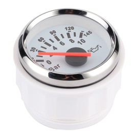 Electric Oil Pressure Gauge, 24V 12V Oil Pressure Meter 2in 0‑10Bar Oil Pressure Meter 52mm Oil Pressure Gauge, 145psi LED Backlight Dial Instrument for Auto Motorcycle Boat