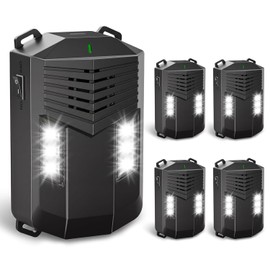 4 Pack Upgraded Rodent Repeller for Cars, 3-in-1 Power Supply Ultrasonic Mouse Repeller with 6 LED Light, Auto Start-Stop Engine Compartment Pest Deterrent for Car Hood Trunk Garage Use