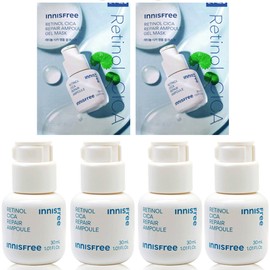 Innisfree Retinol Cica Trace Ampoule 30ml (4 pieces + Cica Ampoule Gel Mask 2 pieces) / 이니스프리 레티놀 시카 흔적 앰플 30ml (4개+시카앰플겔마스크 2매)