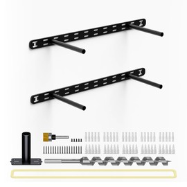 2pcs Floating Shelf Bracket Heavy Duty Decorative Floating Shelf Hardware Black Hidden Shelving Brackets for Wall,Floating Mantel Bracket for Over Fireplace(18X6X1 inch (for 1.5"-2" Thick Shelf))