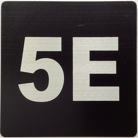 Apartment number 5E sign - UNIT NUMBER 5E SIGN/SUITE 5E SIGN (BLACK, SIZE 4x4 inch, DOUBLE SIDED TAPE) -Broadway Line