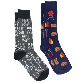 360 Threads Mens Novelty Socks - 2 Pair Set (Best Dad Ever & BBQ Grill)