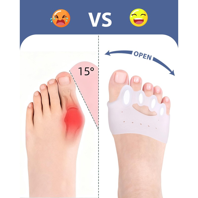 Jalopink Upgrade Silicone Toe Separators, Spacers Bunion Corrector for Women