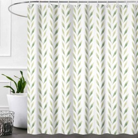 Ruelvth Sage Green Shower Curtain, Spring Green Leaves Shower Curtain for Bathroom Waterproof Botanical Shower Curtain Set with Hooks, 72x72 Inch