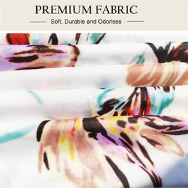 Hykiee Shower Curtain with Flowers, White Anti-Mould, Waterproof Polyester Shower Curtain, Rustic Vintage Curtain with 12 Hooks, Washable Modern Bathroom Curtain for Bathroom Decoration, 180 x 180 cm