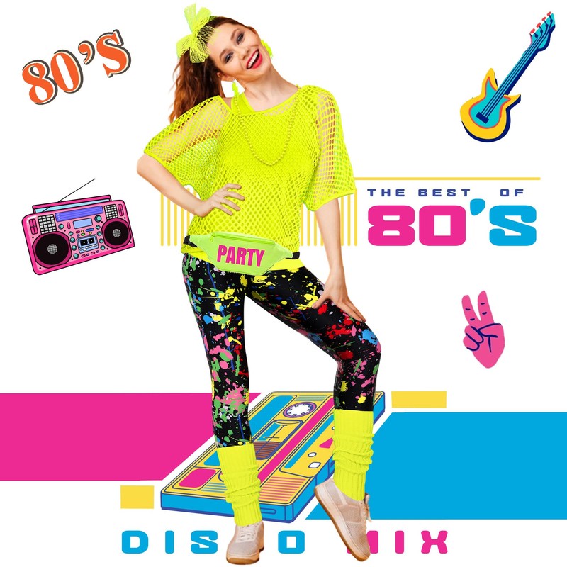 CICOCI CICOCI 80s 90s Outfit For Women Neno Party Fishnet