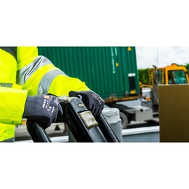 Portwest A350 Grip Work Gloves - Lightweight Nitrile Foam DermiFlex Safety Gloves Black, Medium