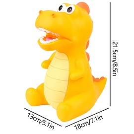 Lakpopya Dinosaur Piggy Bank for Kids, Large Dinosaur Money Box for Girls and Boys Safe PVC for Kids Room Decoration/Gift/Toy/Christening Gift (Yellow, Sitting)