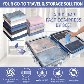 Cozy Essential 15 Pack Vacuum Storage Bags with Electric Pump, Vacuum Seal Space Saver Bags for Clothing, Pillows, Blanket, Bedding, Comforters