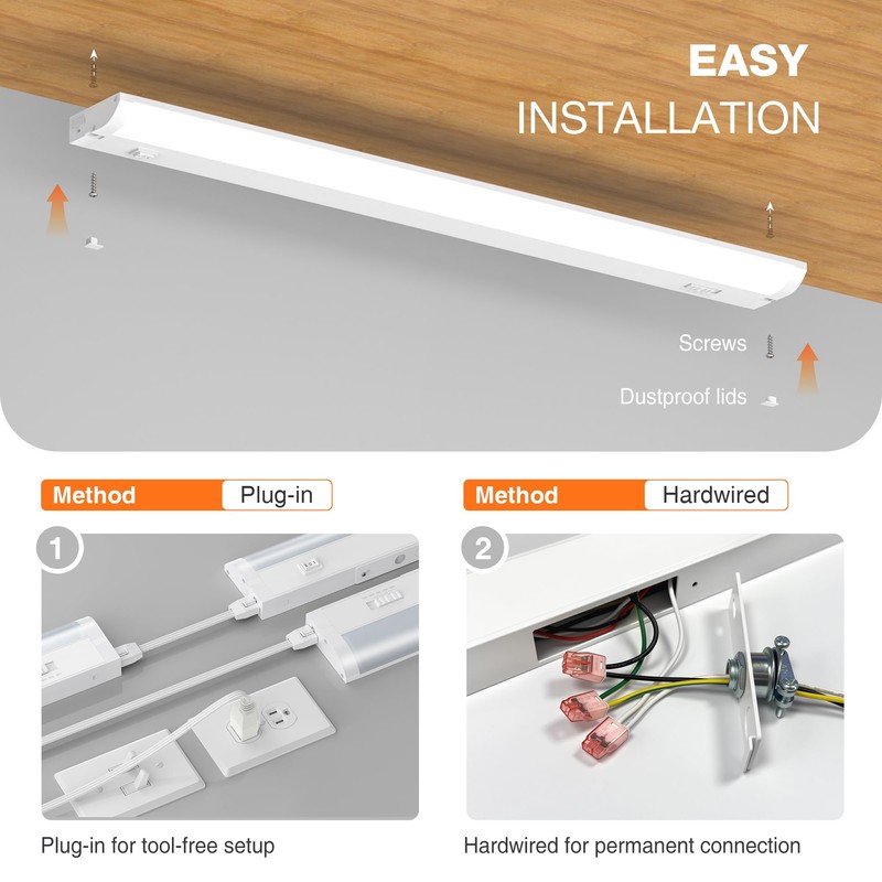 24inch Linkable Under Cabinet Lighting Hardwired Plug-in, Wired led Under
