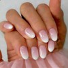 SXVME Uñas postizas Ombre cortas, 32 piezas, 16 tamaños, degradado