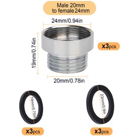 3 Pieces Faucet Adapter Set, CNYMANY Male Thread M20mm to Female Thread M24mm Kitchen Aerator Adapter Set Sink Faucet Adapter Hose Water Filter Standard Hose