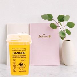 Beavorty Plastic Sharps Disposal Container: 4Pc Needle Disposal Container Small Trash Can Waste Box Supplies