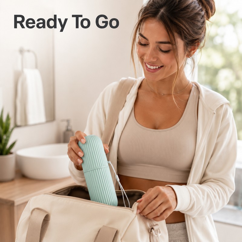 Portable Travel Toothbrush Holder with Cup - Compact Toothpaste Storage