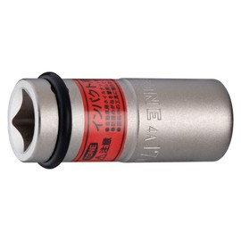 TONE HP4A-17N Thin Foil Nut Socket for Impact 0.5 inch (12.7 mm) (1/2 inch) Insertion Angle, Red, 0.7 inch (17 mm) Width on both sides