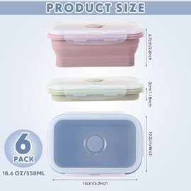 Mifoci 6 Pcs Silicone Containers for Food Collapsible Food Storage Containers with Airtight Lids Stacking Leftover Foods Storage Lunch Box for Freezer Microwave Dishwasher Safe(Morandi,18.6 oz)
