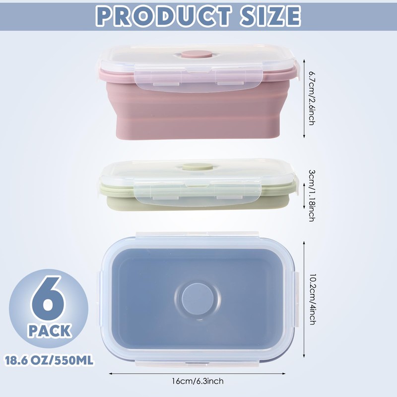 Mifoci 6 Pcs Silicone Containers for Food Collapsible Food Storage