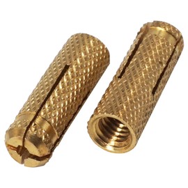 SKIR'CO (100 pcs) Brass Drop in Anchors M5 x 20 mm, Bolt Sleeve, Expansion Wall Dowels, Masonry Concrete Anchor