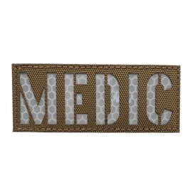 uuKen Reflective Medic Patch with Hook and Loop Coyote Tan and White 3.34"x1.33" for First Aid Kit Pouch Bags Hats Caps (RL Coyote Tan and White)