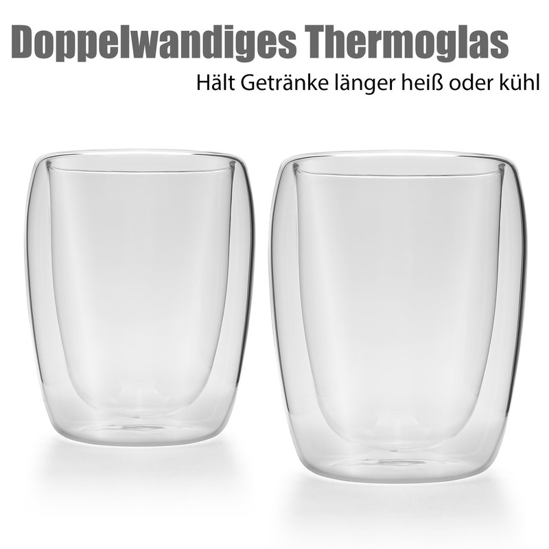 BigDean Pack of 6 Double Walled Latte Macchiato Glasses 300ml