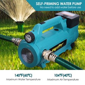 Mellif Cordless Transfer Pump Compatible with Makita 18V Battery (Tool Only), Portable Self-priming, Electric Utility Water Pump for Garden, Hot Tub, Tank, Pool, Ponds, Aquariums