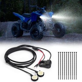 YIBEICO Left & Right Headlight Kit for 2016-2024 Yamaha Raptor 90 Raptor 110, Plug and Play Headlight Bulbs With Switch Wire Harness, Bright White Waterproof LED Headlamp Wiring Harness Kit