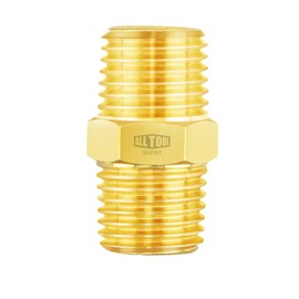 All Tool Depot Brass HEX Nipple 3/8" Male NPT MNPT Fuel/AIR/Water/Oil/Gas WOG (1 Pack)