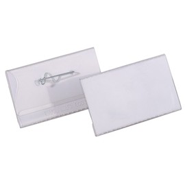 Durable Name Badge 40 x 75mm with PinTransparent | Pack of 100 Badges | Includes Blank Insert Cards | Perfect For Events and Visitor Management