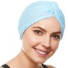 Beemo Polyester Twisted Pleated Turban Head Cover - Light Blue