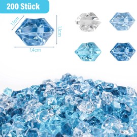 Catelves Pack of 200 Decorative Stones Blue, Glass Nuggets Blue, Glass Stones Decoration, Acrylic Diamonds Children, Glass Stones Colourful, Diamonds Decoration, Muggle Stones Colourful Children, for