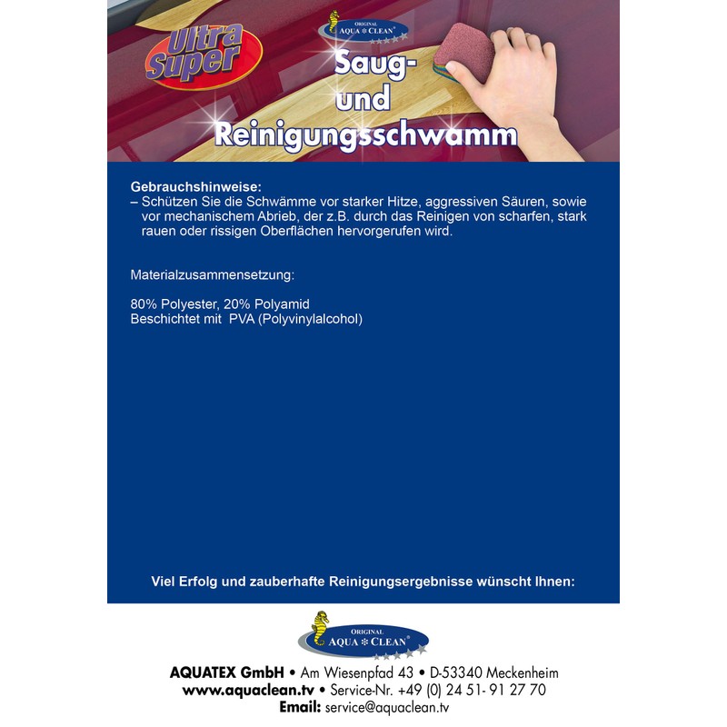 AQUA CLEAN Ultra Super Suction & Cleaning Sponges Super Absorbent