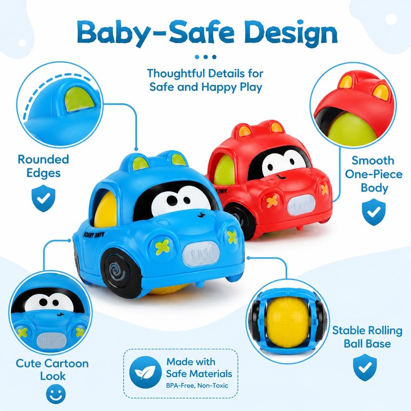 4 Pack Inertial Push Pull Car Toys for Baby Boy