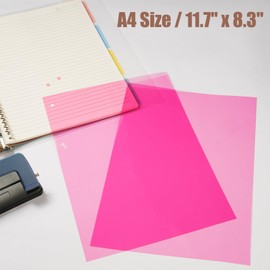10-Pack A4 Colored PVC Flexible Plastic Sheets, 0.3mm Pink Transparent Film for Office Reports, Presentation Covers, Document Protection & DIY Crafts