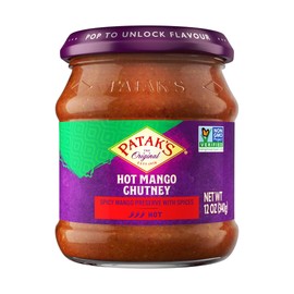 Patak’s Hot Mango Chutney - Sweet & Spicy Mango Chutney with Paprika & Red Chile - Vegan & Gluten-Free - Perfect for Meats, Cheese Platters & Veggie Dips - 12 oz (Pack of 1)