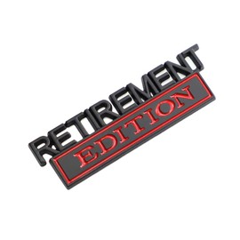 2 Pcs Retirement Edition Emblem 3D Metal Badge Decal Sticker Fit for Universal Car Truck SUV Side Rear Front Hood Trunk Door (Black Red)