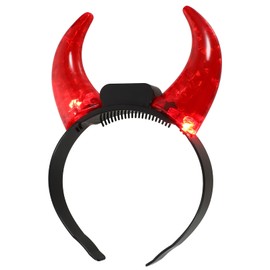 Holibanna Devil Horns Headband LED Light Up Hairband Red Demon Horns Head Boppers Fancy Evil Witch Costume Headwear for Cosplay Dress up Party Supply