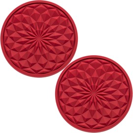 MEAJOO 2 Pack Silicone Car Cup Holder Coaster – 2.75 Inch Non-Slip Drink Mat, Universal Fit for Most Vehicles – Cute & Functional Auto Accessories (Red)