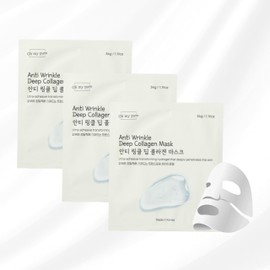 OHMYPURE AntiWrinkle Deep Collagen Hydrogel Korean Face Mask 3 EA, Ultimate Hydration, Glowing Skin, Made in Korea