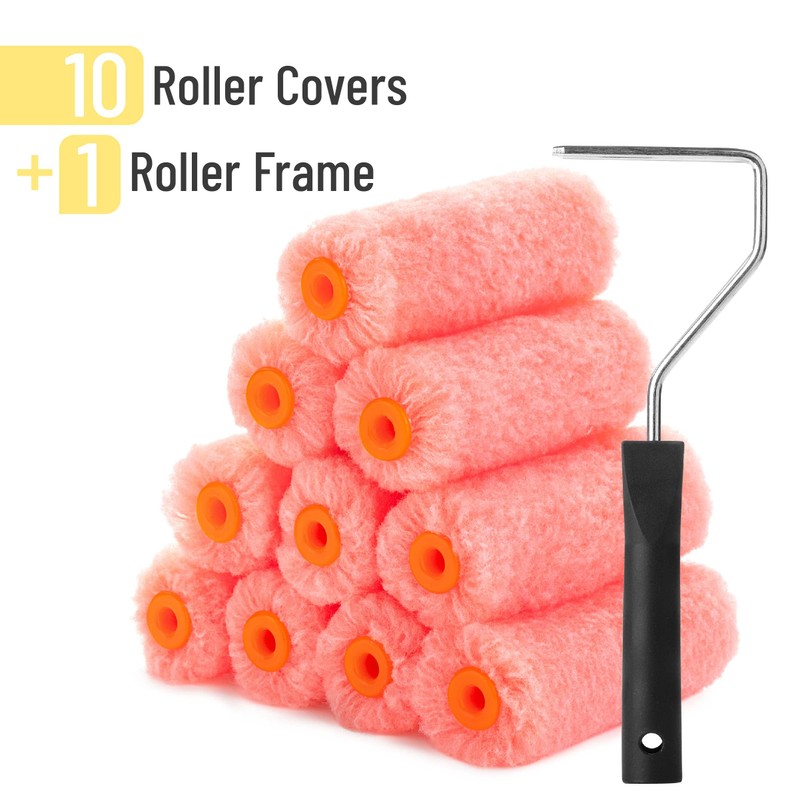 Bates- Paint Rollers, 4 inch Paint Roller with 10 Covers,