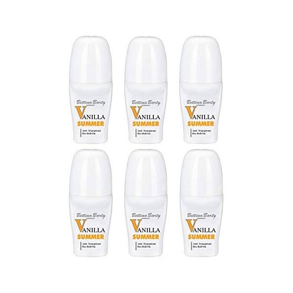 Bettina Barty Summer Vanilla Antiperspirant Roll-On Deodorant 6 x 50 ml