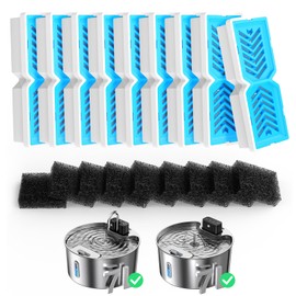 Voluas Dog Fountain Replacement Filters & Sponges, for 1.8gal/236oz/7L Wireless Stainless Steel Pet Water Fountain - 9 Filters & 9 Sponges