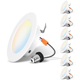 LVWIT 4 Inch LED Recessed Light, Recessed Can Lights Color Selectable 2700/3000/4000/5000/6000K 5CCT, 7W 700LM, Dimmable LED Can Lights with E26 Conversion Kit,Suitable for 4inch Can,6 Pack