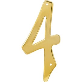 Hillman 847046 4-Inch Nail-On Traditional Solid Brass House Number 4, 1 Count (Pack of 1)