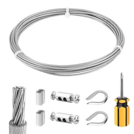 Wire Rope Stainless Steel Set, Stainless Steel Rope 2 mm, 6 m Nylon Wire Rope Coated, 304 Stainless Steel Wire 2 mm with Accessories, Wire Rope for Curtains, Trellis Wire Rope, Stainless Steel Rope