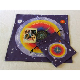 Tarot or Altar Accessory Set - Four Powers of Magick - Altar or Tarot Cloth with Drawstring Bag - Divination Cloth or Casting Mat with Pouch