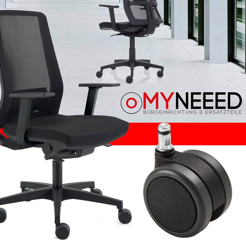 MYNEEED Office chair castors for hard floors, diameter 65 mm,