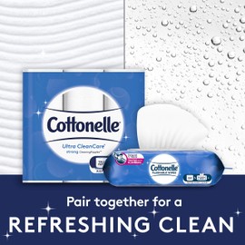 Cottonelle Ultra CleanCare Toilet Paper, Strong Bath Tissue, Septic-Safe, 12 Double Rolls