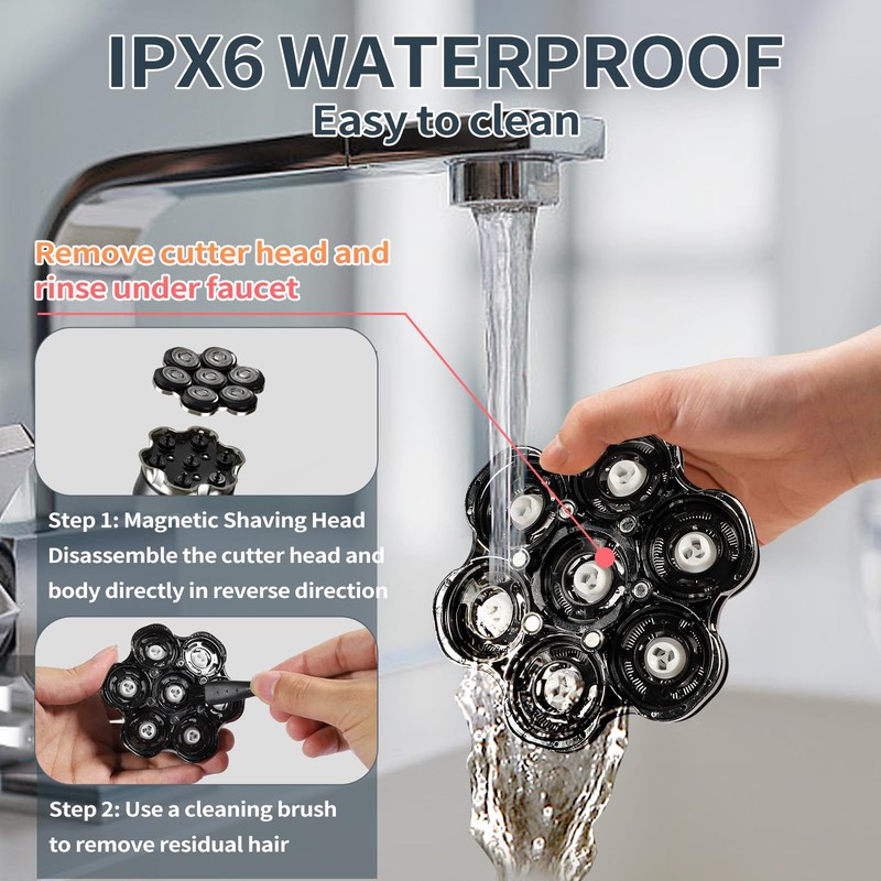 Elektrorasierer für Herren, 7D Rasierer, Glatze