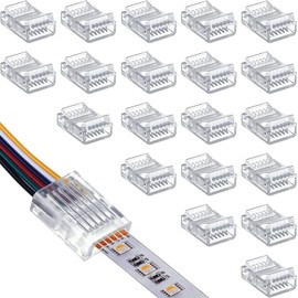 RUNCCI-YUN RUNCCI-YUN Pack of 20 LED Strip Connector 6-pin 12mm, LED solderless strip connector, 6-pin connection cable connector, for 12mm RGB-WW or RGB+CCT LED 5V 12V 24V (transparent)